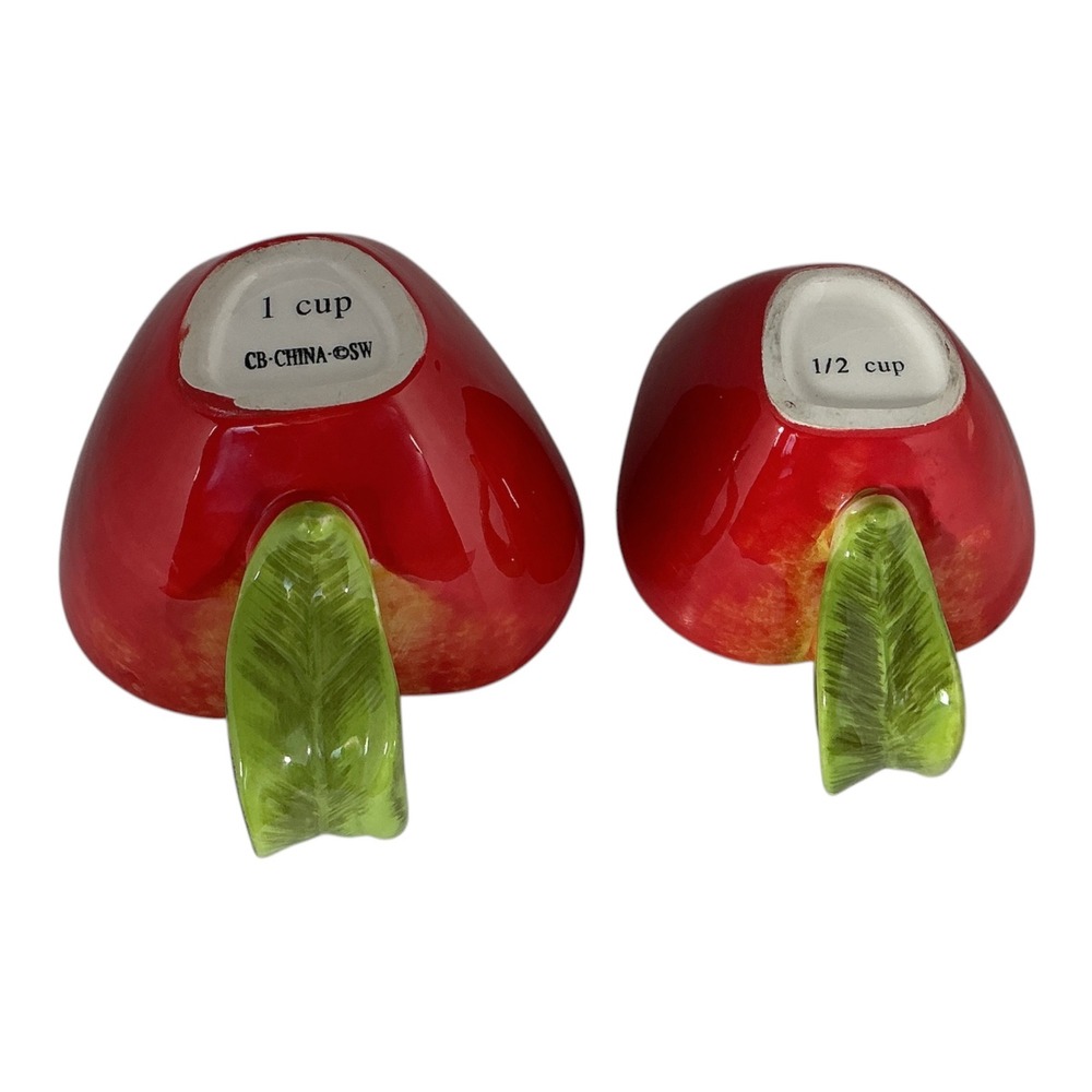 Red Apple Ceramic Measuring Cups Set of 4 Hanging Nesting Kitchen Decor - Picture 7 of 13